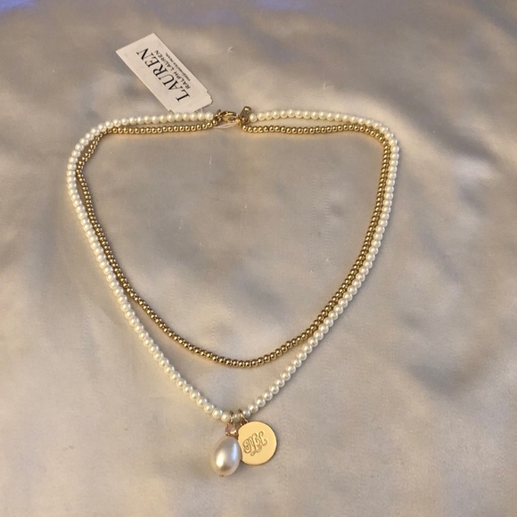 Lauren Ralph Lauren 2PC Layered Necklace Freshwater Pearls Ball Chain Charm NWT - Picture 10 of 13